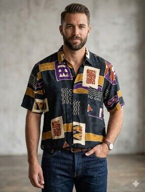 Java Lava Men's Multicolor Geometric Shirt